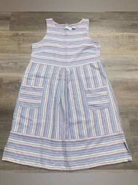Ella Simone: XL, linen striped blue and white sundress